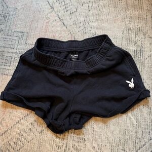 PLAYBOY Black Lounge Shorts with Bunny Logo